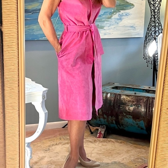 VTG Samuel Robert by Peter Hatsi Andrews, Vibrant Belted Pink Suede,POCKETS, 6 - Picture 9 of 15